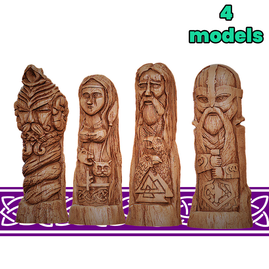 Viking Totems (Odin, Freya, Thor, Loki)